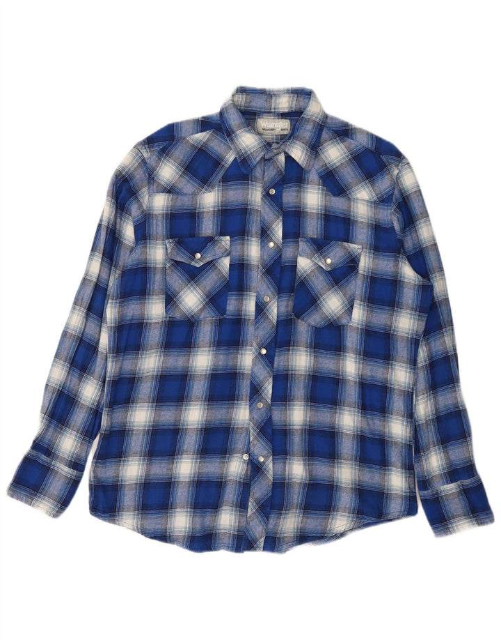 Wrangler Herren-Flanellhemd, groß, blau kariert