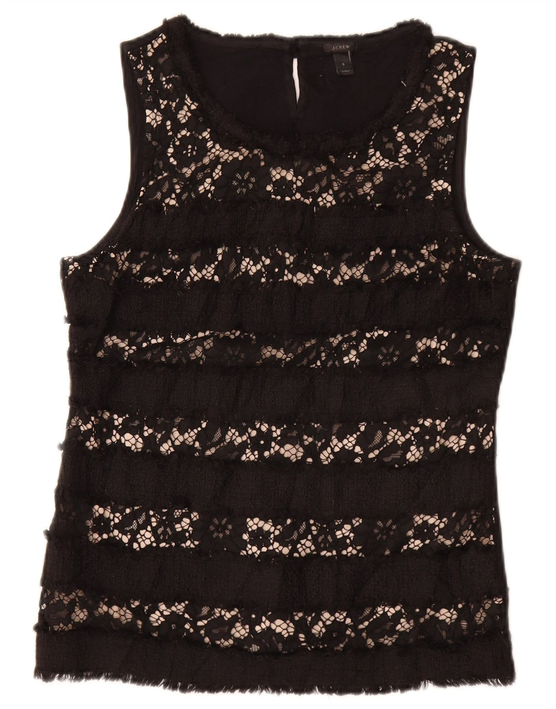 J. CREW Ärmelloses Damen-Blusenoberteil UK 10 Small Schwarz geblümte Viskose