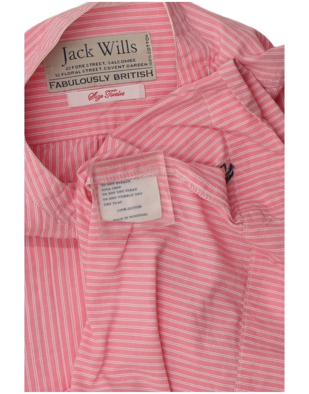 Jack Wills Damen Kurzarm-Pulloverhemd UK 12 Mittelrosa gestreift
