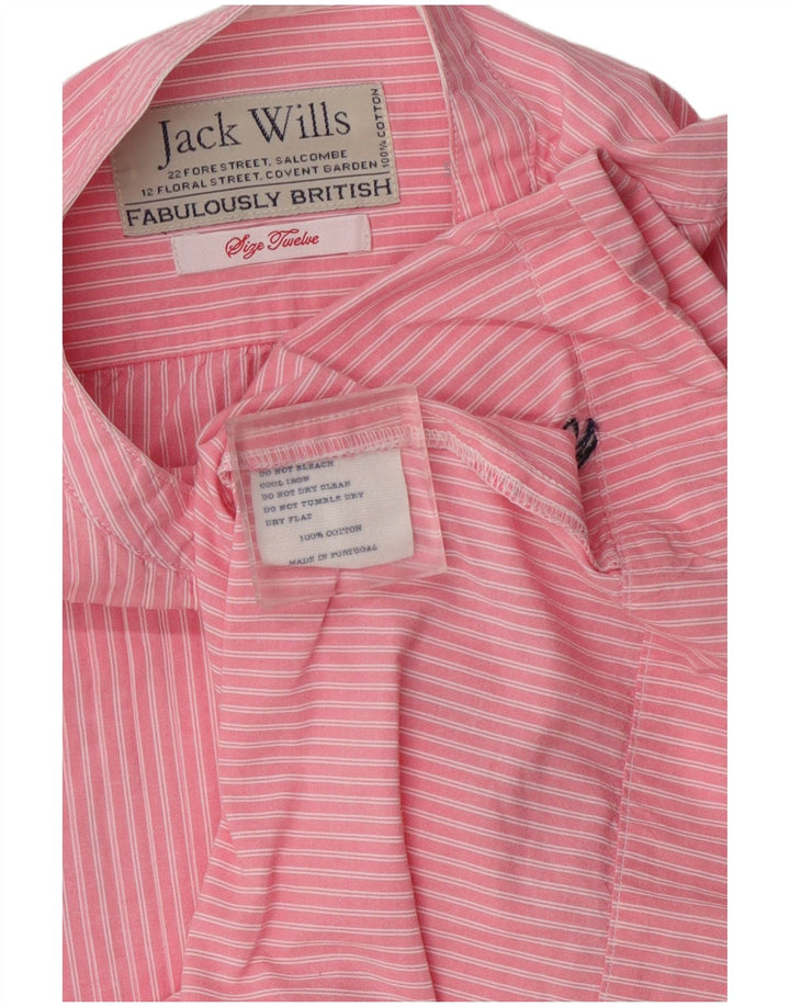 Jack Wills Damen Kurzarm-Pulloverhemd UK 12 Mittelrosa gestreift