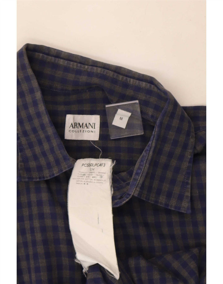 Armani Collezioni Herrenhemd aus mittelblauer Gingham-Baumwolle