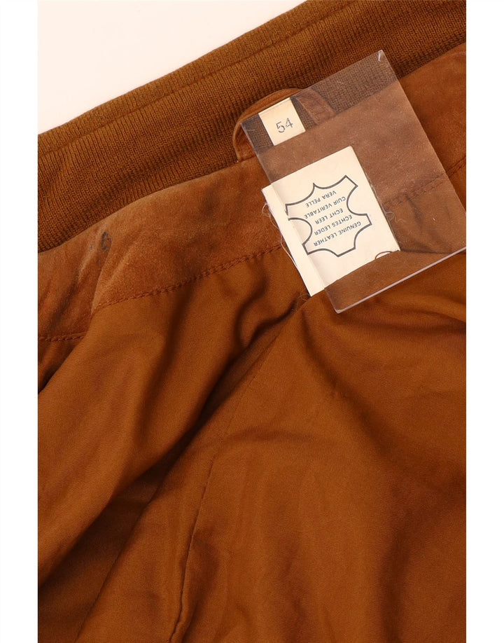 VINTAGE Herren Wildleder Bomberjacke IT 54 2XL Beige Leder