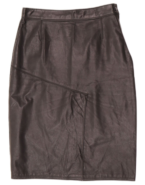 Vintage Damen High Waist Lederrock IT 42 Medium W26 Schwarz