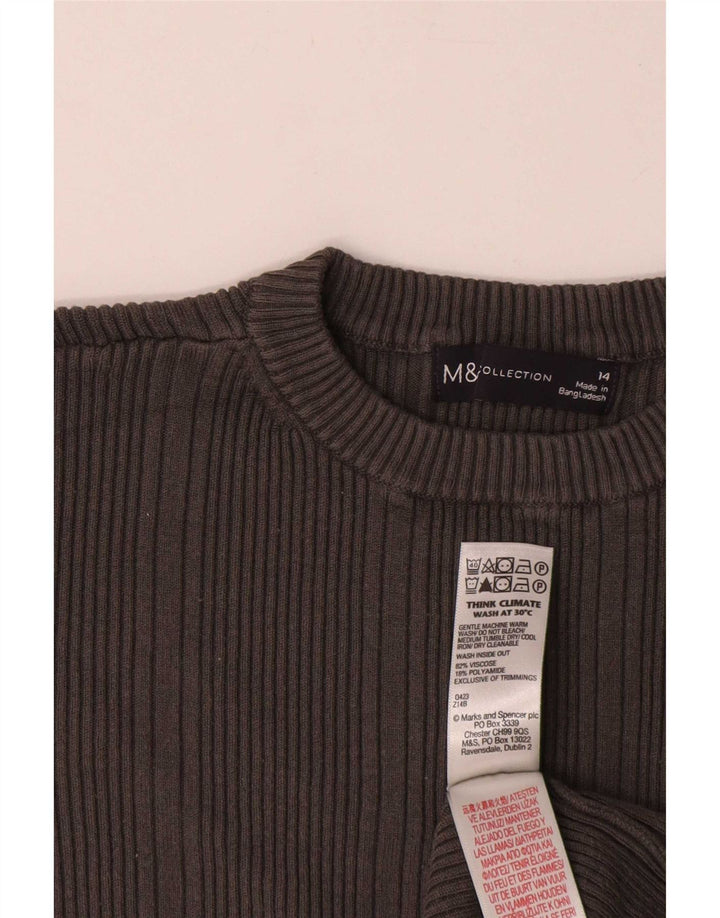 Marks & Spencer Damen Top Langarm UK 14 Mittelgraue Viskose