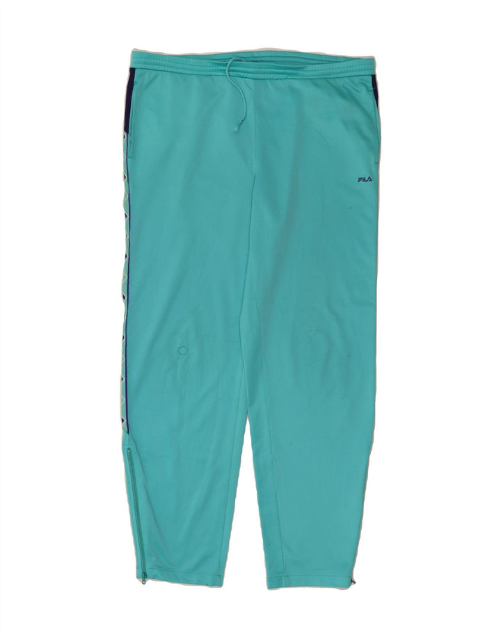 FILA Mens Graphic Tracksuit Trousers IT 50 Medium Turquoise Colourblock Vintage Fila and Second-Hand Fila from Messina Hembry 