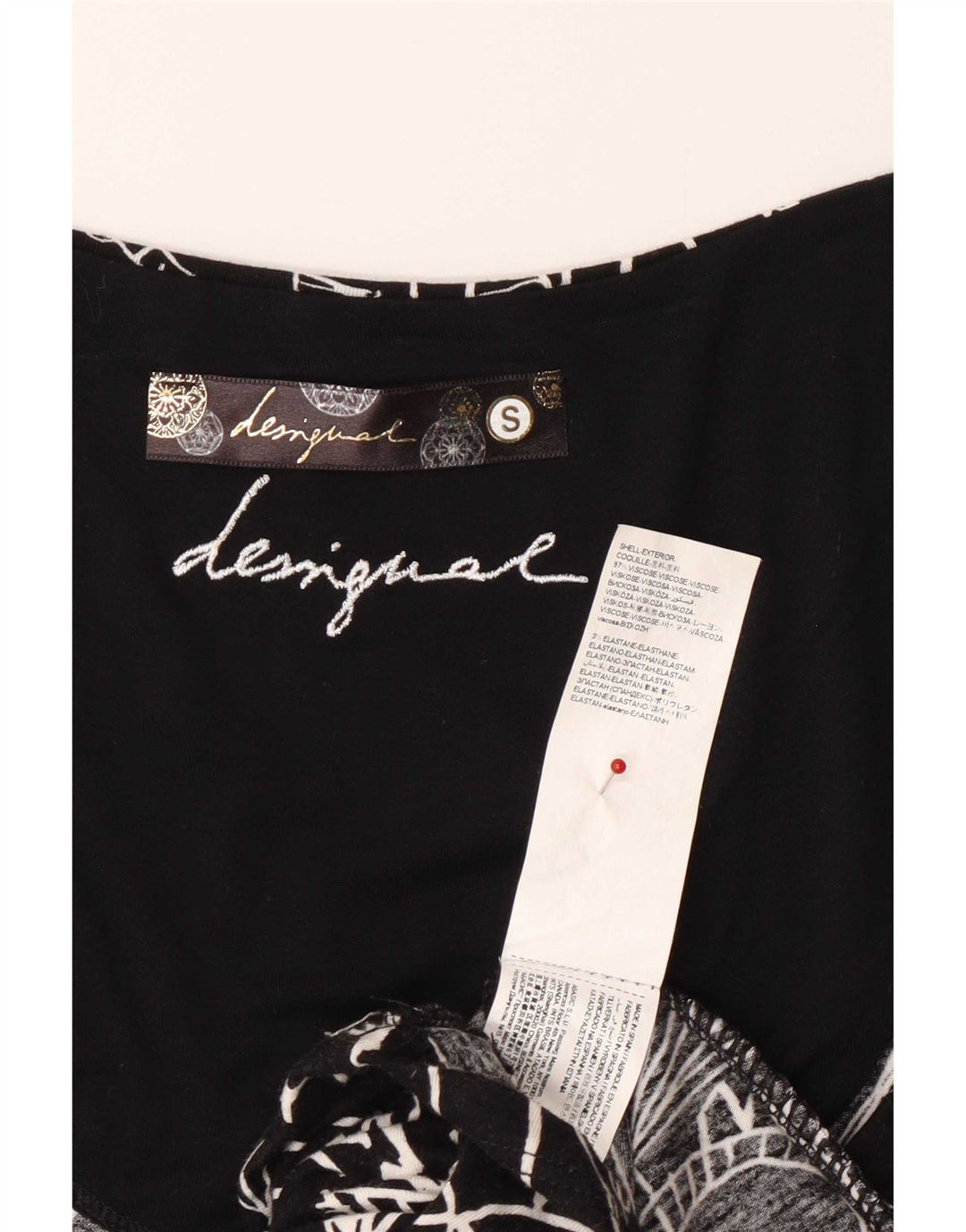 Desigual Damen-Blusenoberteil UK 10 Kleine schwarze Viskose mit Blumenmuster