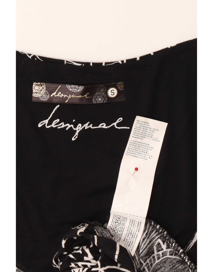 Desigual Damen-Blusenoberteil UK 10 Kleine schwarze Viskose mit Blumenmuster