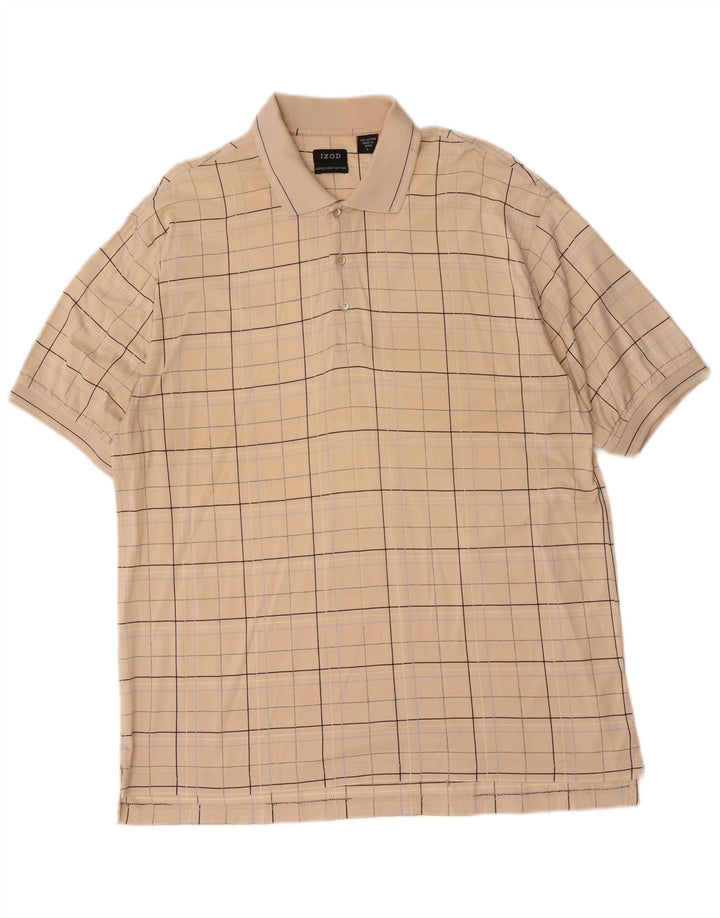 Izod Herren-Poloshirt, groß, beige kariert, Baumwolle