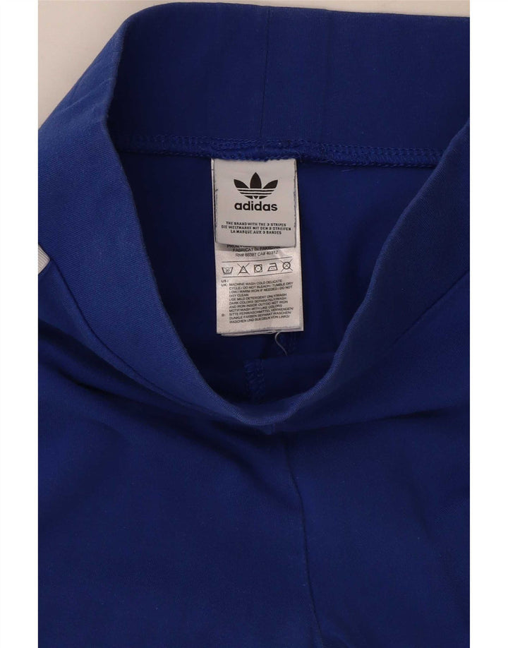 Adidas Damen Leggings UK 8 Small Blaue Baumwolle