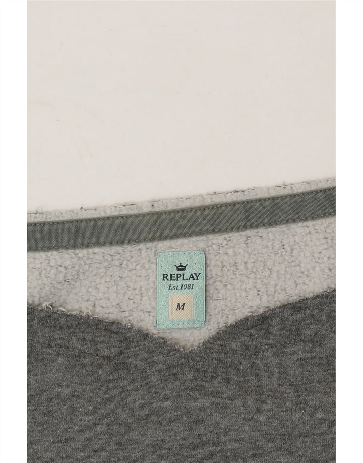 REPLAY Womens Oversized Sweatshirt Jumper UK 14 Medium  Grey Vintage Replay and Second-Hand Replay from Messina Hembry 