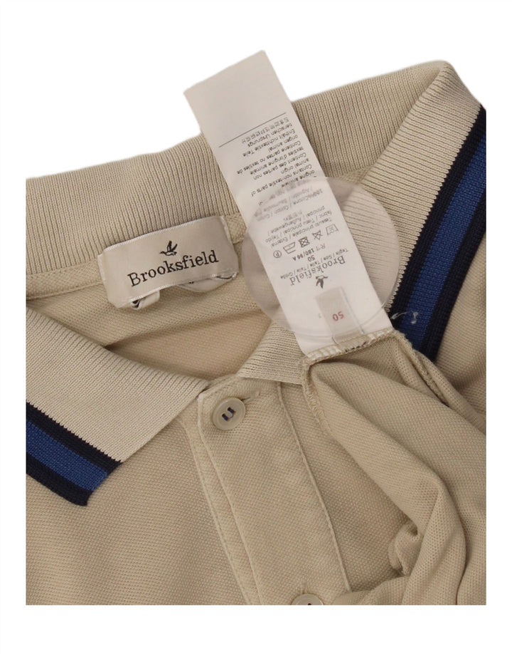 Brooksfield Herren-Poloshirt IT 50 Mittelbeige Colourblock-Baumwolle