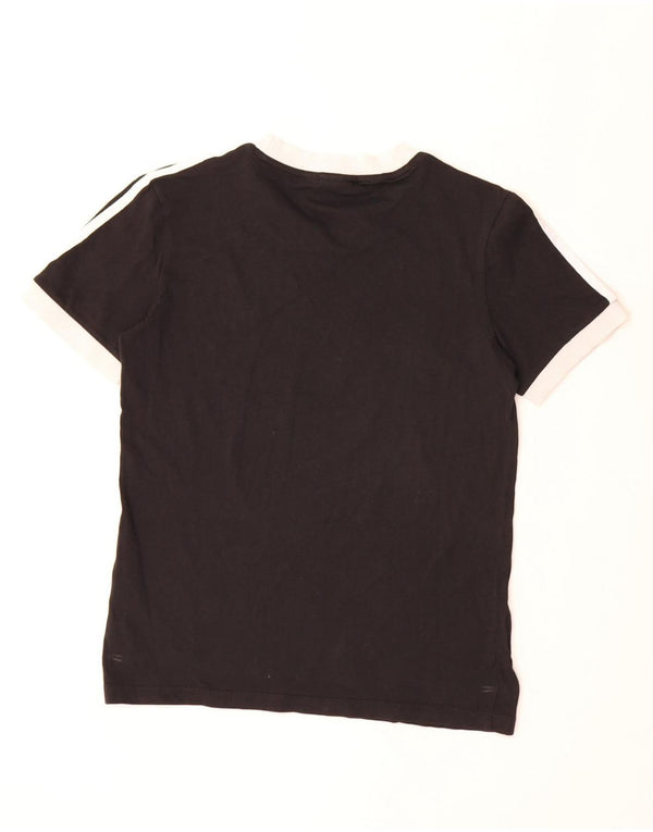 Adidas Damen T-Shirt Top UK 8 Small Schwarz Baumwolle