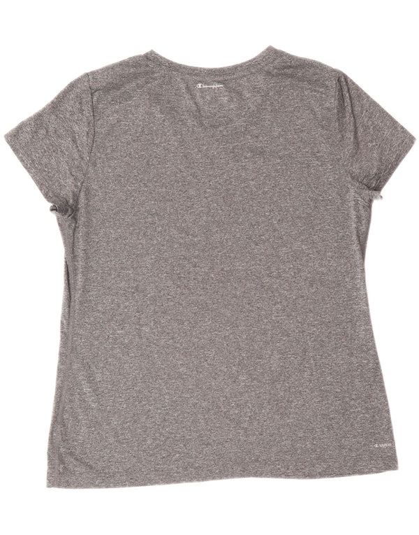 Champion Damen T-Shirt Top UK 16 Large Grau Polyester