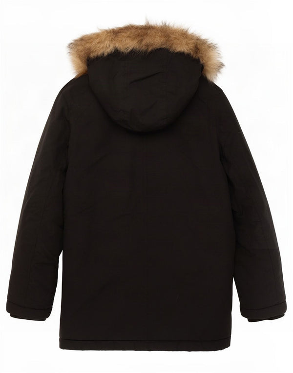 Lyle & Scott Jungen-Parkajacke mit Kapuze, 7–8 Jahre, schwarzes Nylon