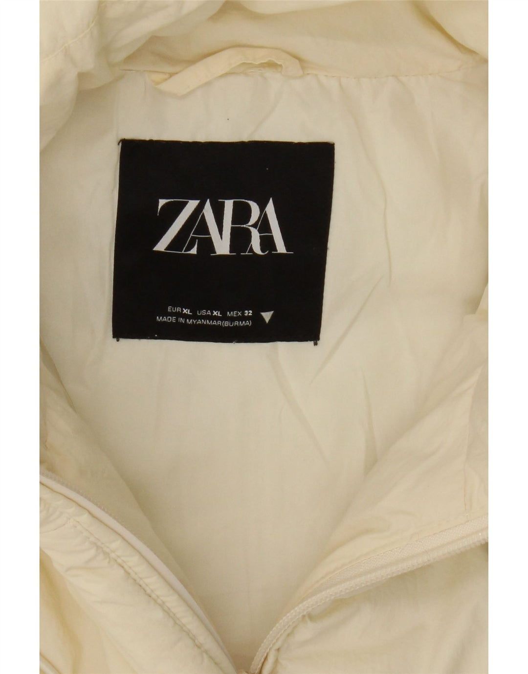 ZARA Womens Hooded Padded Jacket UK 18 XL Beige Polyester Vintage Zara and Second-Hand Zara from Messina Hembry 