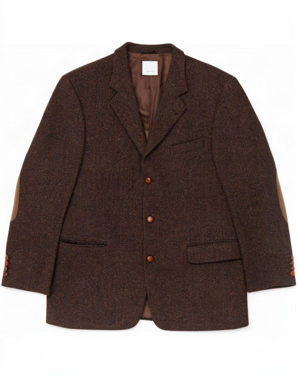 Harris Tweed Herren Mario Barutti 3-Knopf-Blazerjacke IT 50 Large Braun