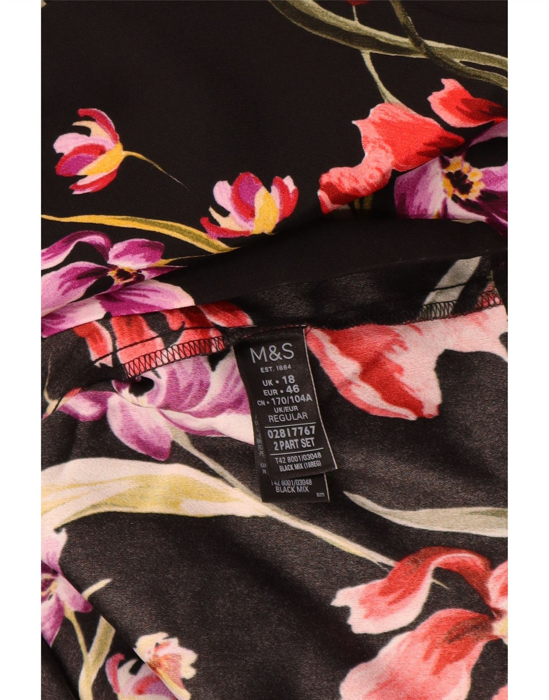 MARKS & SPENCER Langärmliges Etuikleid für Damen UK 18 XL Schwarz geblümt