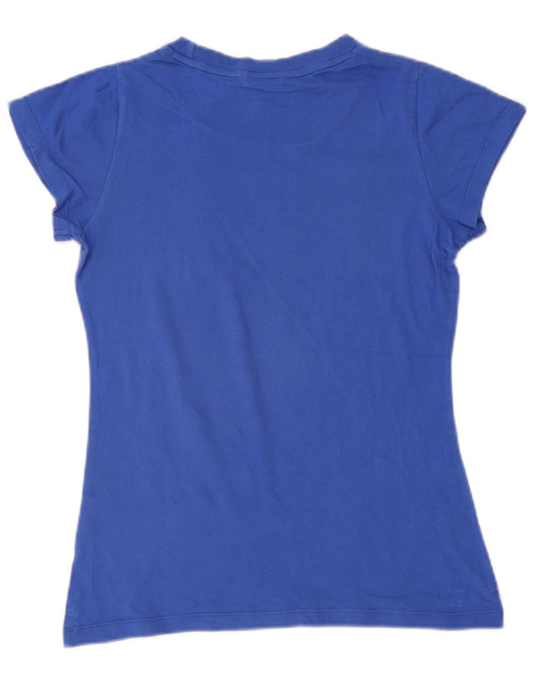 Carrera Womens Graphic T-Shirt Top UK 10 Small Blau Baumwolle