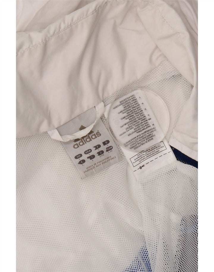 Adidas Herren-Regenjacke mit Kapuze, UK 40, Größe L, Marineblau, Farbblock-Polyester