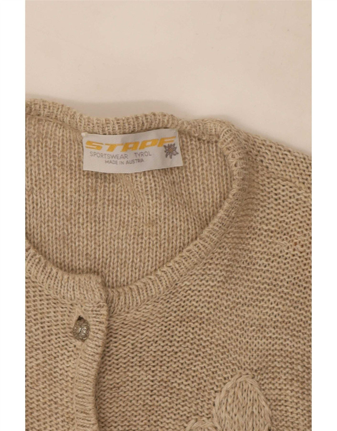 Stapf Damen Strickjacke Pullover UK 12 Medium Beige Floral