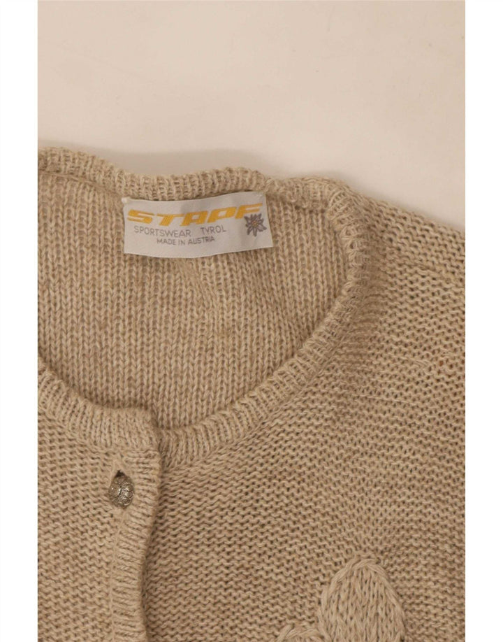 Stapf Damen Strickjacke Pullover UK 12 Medium Beige Floral