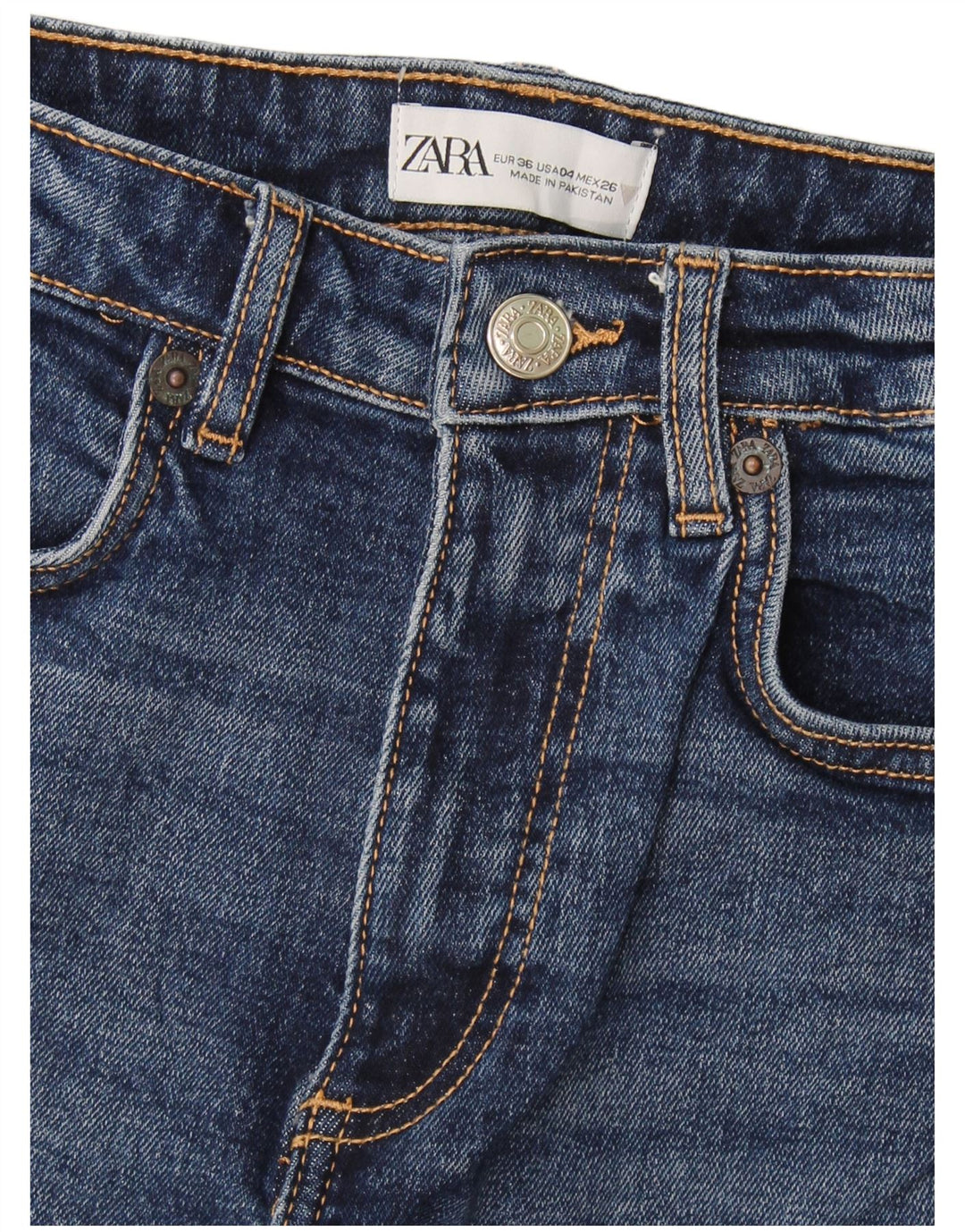 Zara Damen Bootcut Jeans EU 36 XS W26 L25 Marineblau