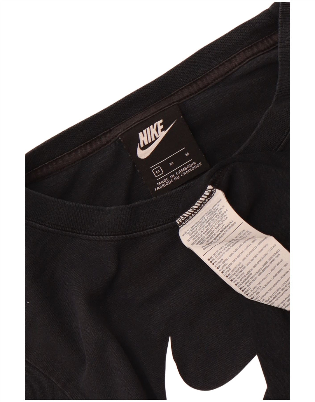 Nike Damen Crop Graphic T-Shirt Top UK 14 Mittelschwarze Baumwolle