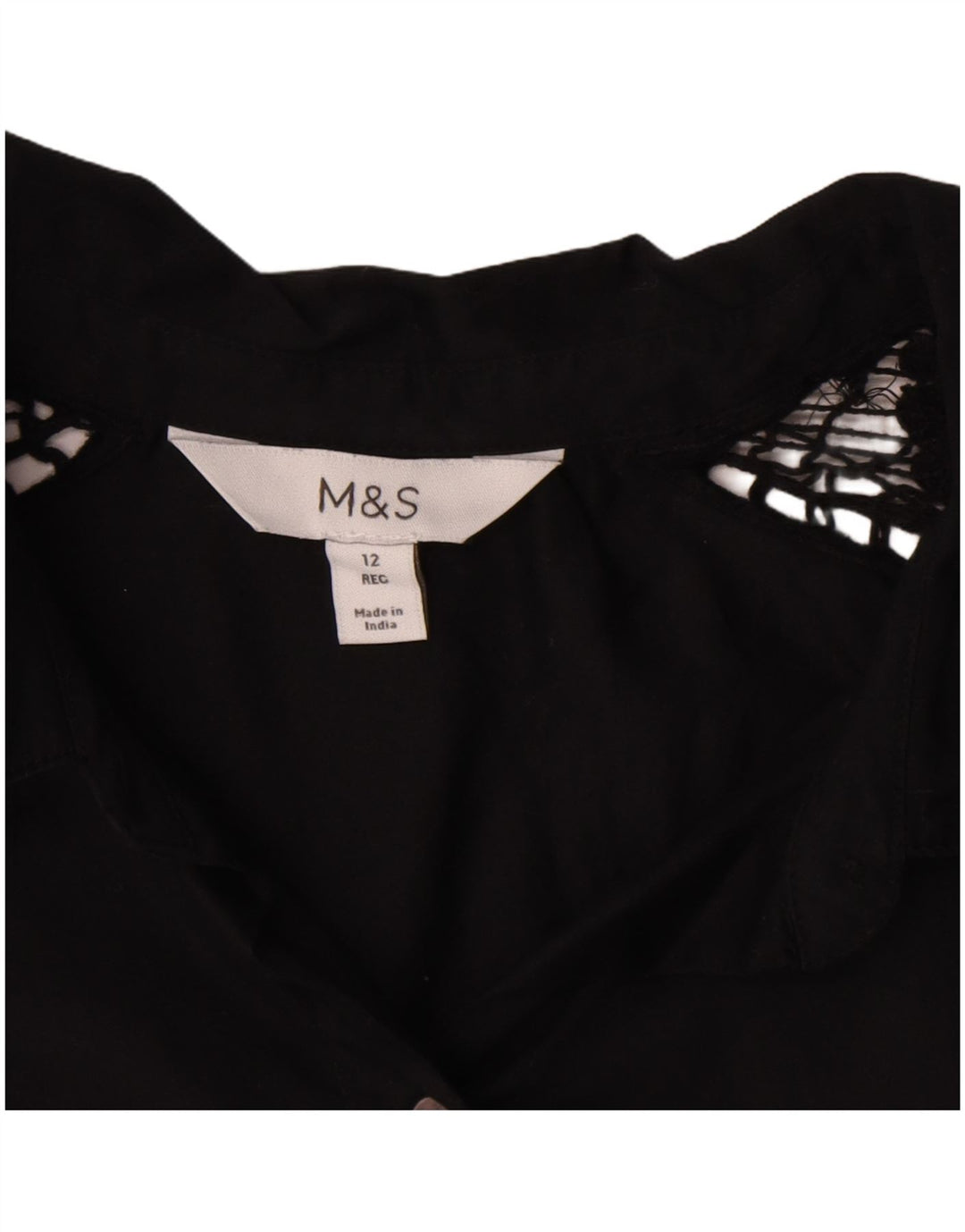 Marks & Spencer Damen Hemdbluse UK 12 Mittelschwarze Baumwolle