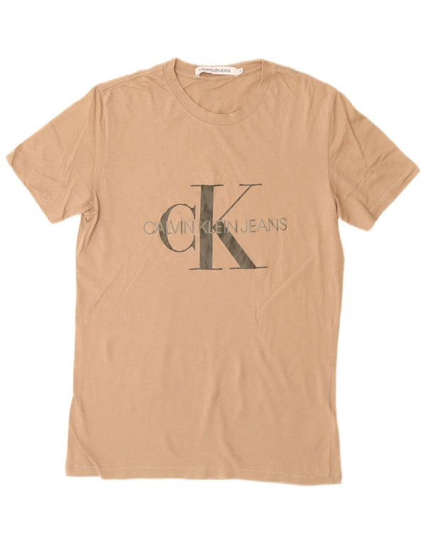 CALVIN KLEIN JEANS Herren-T-Shirt mit Grafik, mittelbraune Baumwolle