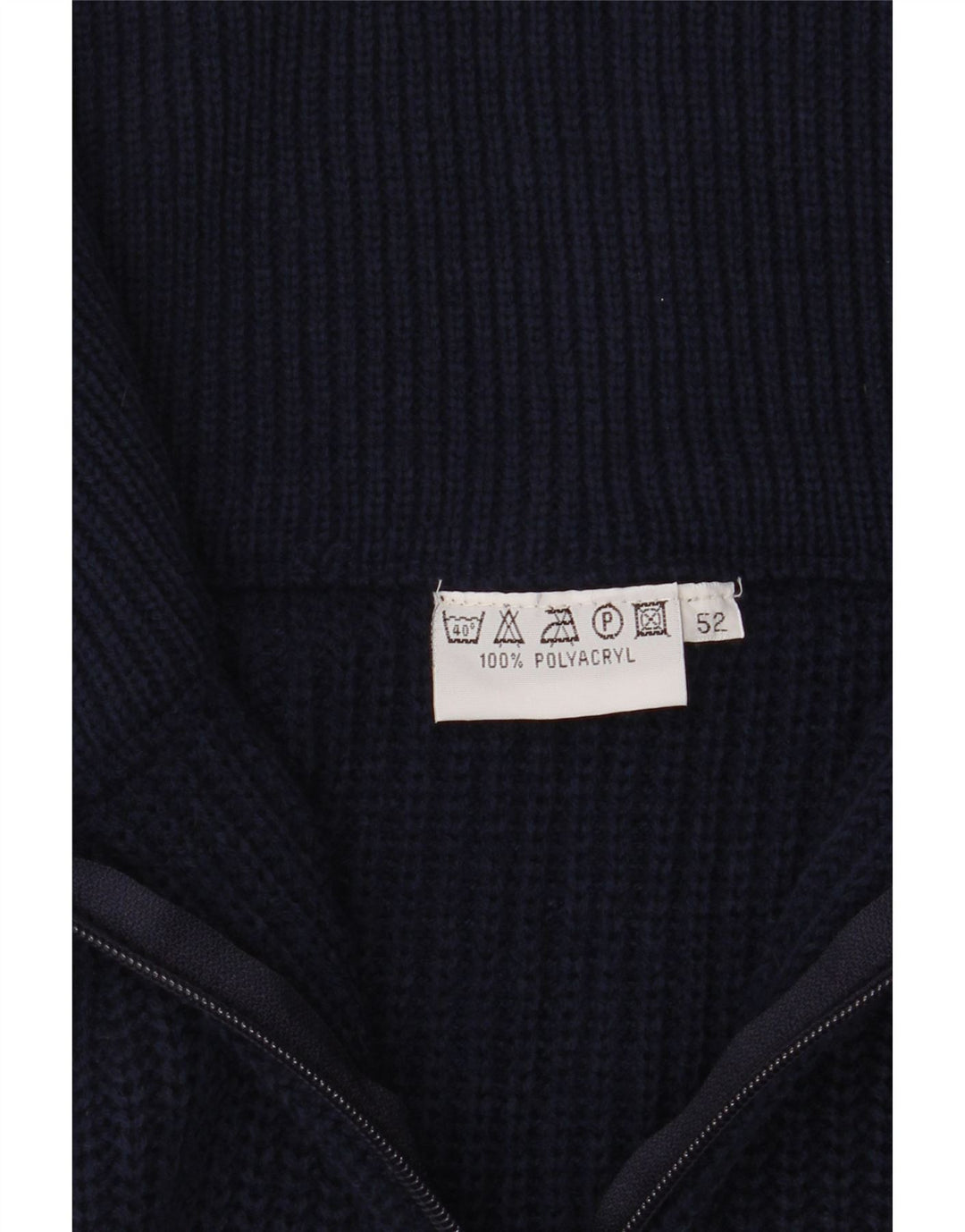 Vintage Herren-Pullover mit Reißverschluss, Größe 52, groß, marineblau, Polyacryl