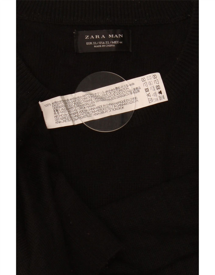 Zara Herren Rundhalspullover Pullover XL Schwarz Acryl