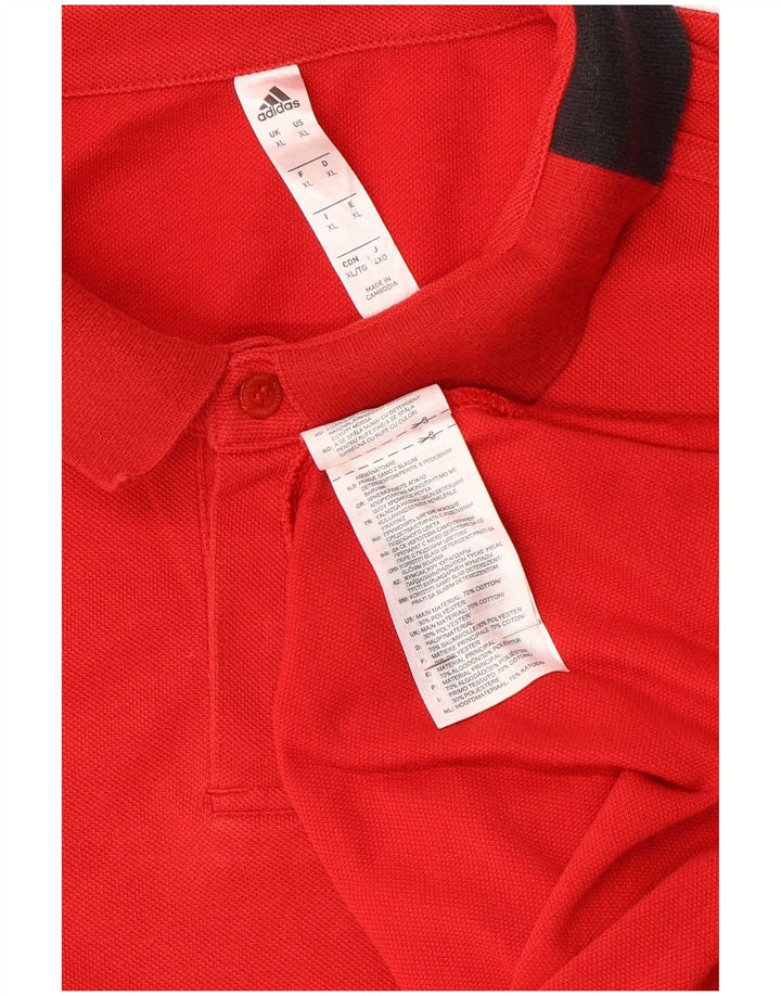 Adidas Herren Climalite Poloshirt XL Rot Colourblock Baumwolle