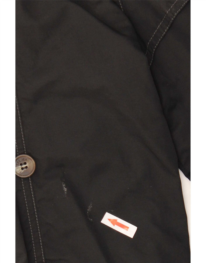 PEPE Jeans Damen Trenchcoat UK 10 Small Schwarz Baumwolle