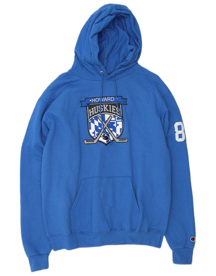 Champion Herren Huskies Graphic Hoodie Pullover mittelblaue Baumwolle