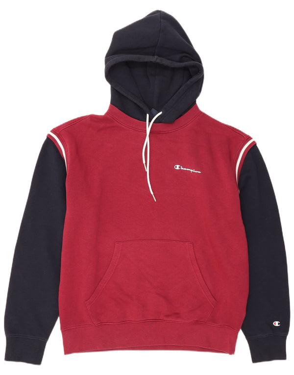 Champion Herren-Kapuzenpullover, groß, Burgunderrot, Colourblock-Baumwolle