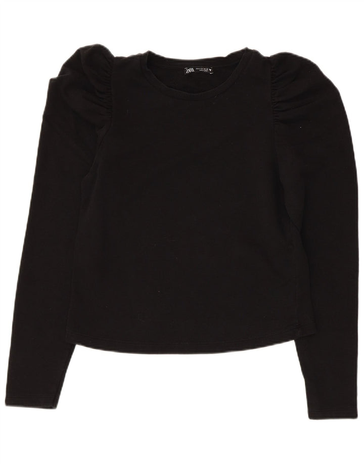 Zara Damen Top Langarm UK 8 Small Schwarz
