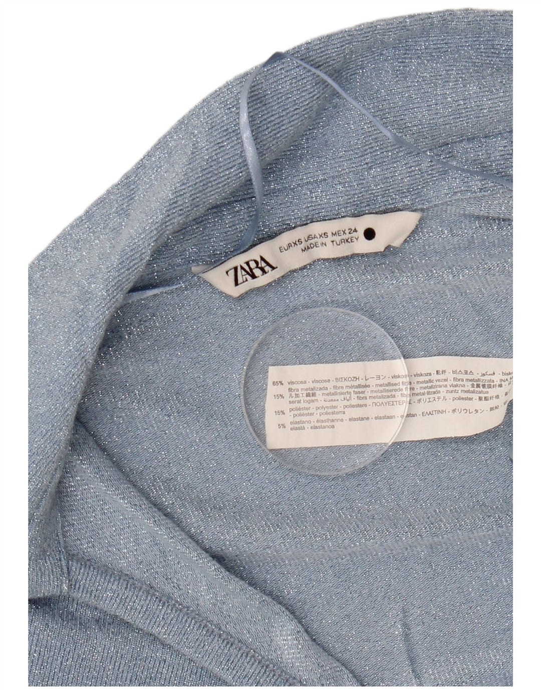 ZARA Damen Langarmblusenoberteil UK 6 XS Blaue Viskose