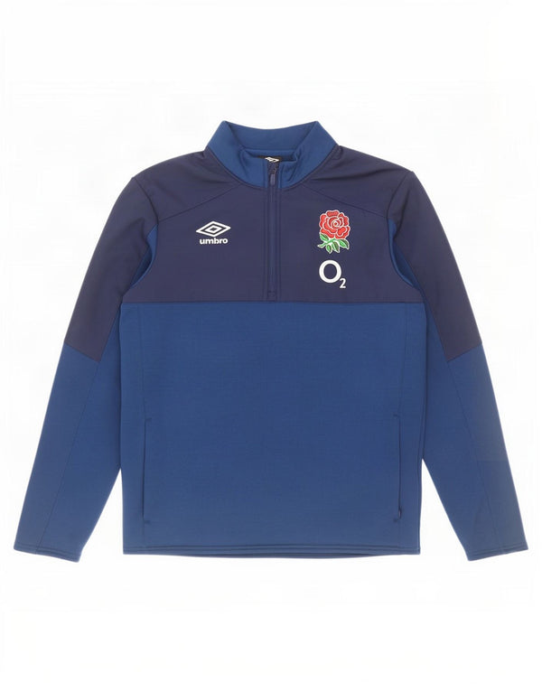 Umbro Herren Rugby England Grafik-Sweatshirt mit Reißverschluss am Hals, Größe L, Blau