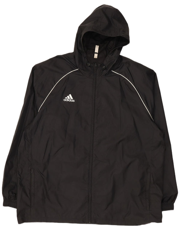 Adidas Herren Regenjacke mit Kapuze, UK 44 2XL, schwarzes Nylon
