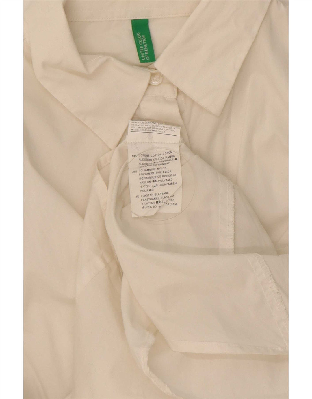 Benetton Damen-Hemd UK 10 Small aus weißer Baumwolle
