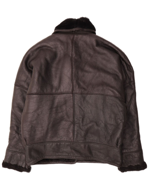 VINTAGE Damen Übergroße Lammfelljacke UK 18 XL Schwarzes Lammfell