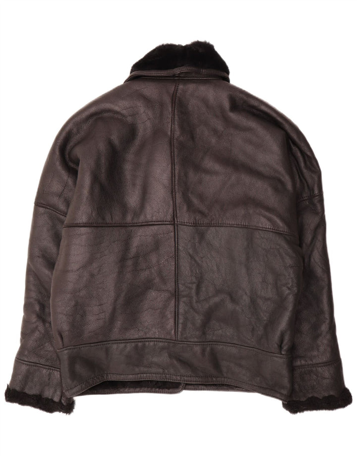 VINTAGE Damen Übergroße Lammfelljacke UK 18 XL Schwarzes Lammfell