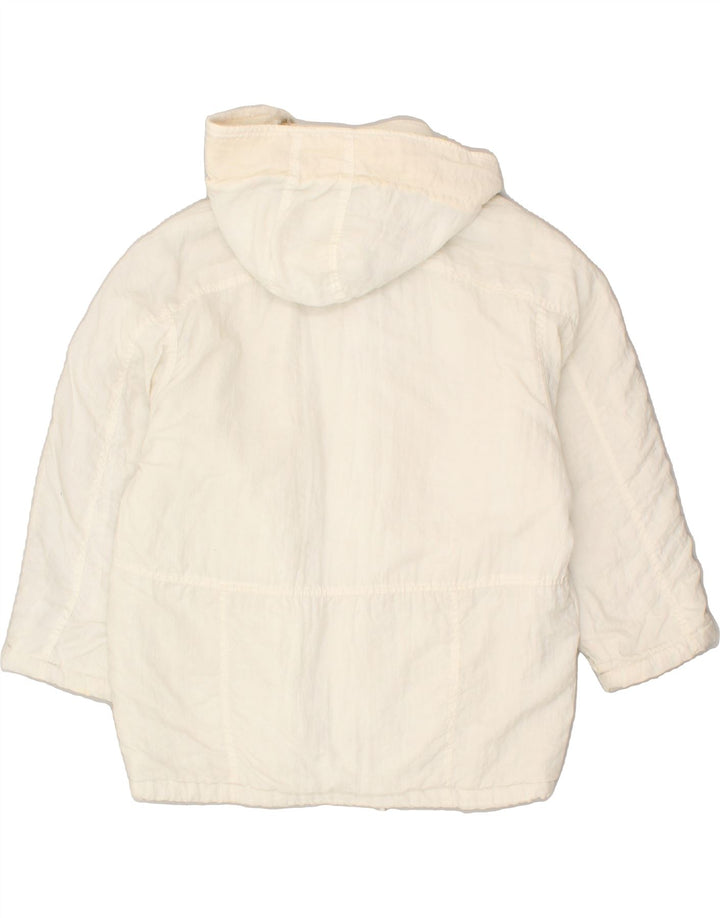 VINTAGE Damen-Windbreakerjacke mit Kapuze, UK 14, mittelweißes Polyamid