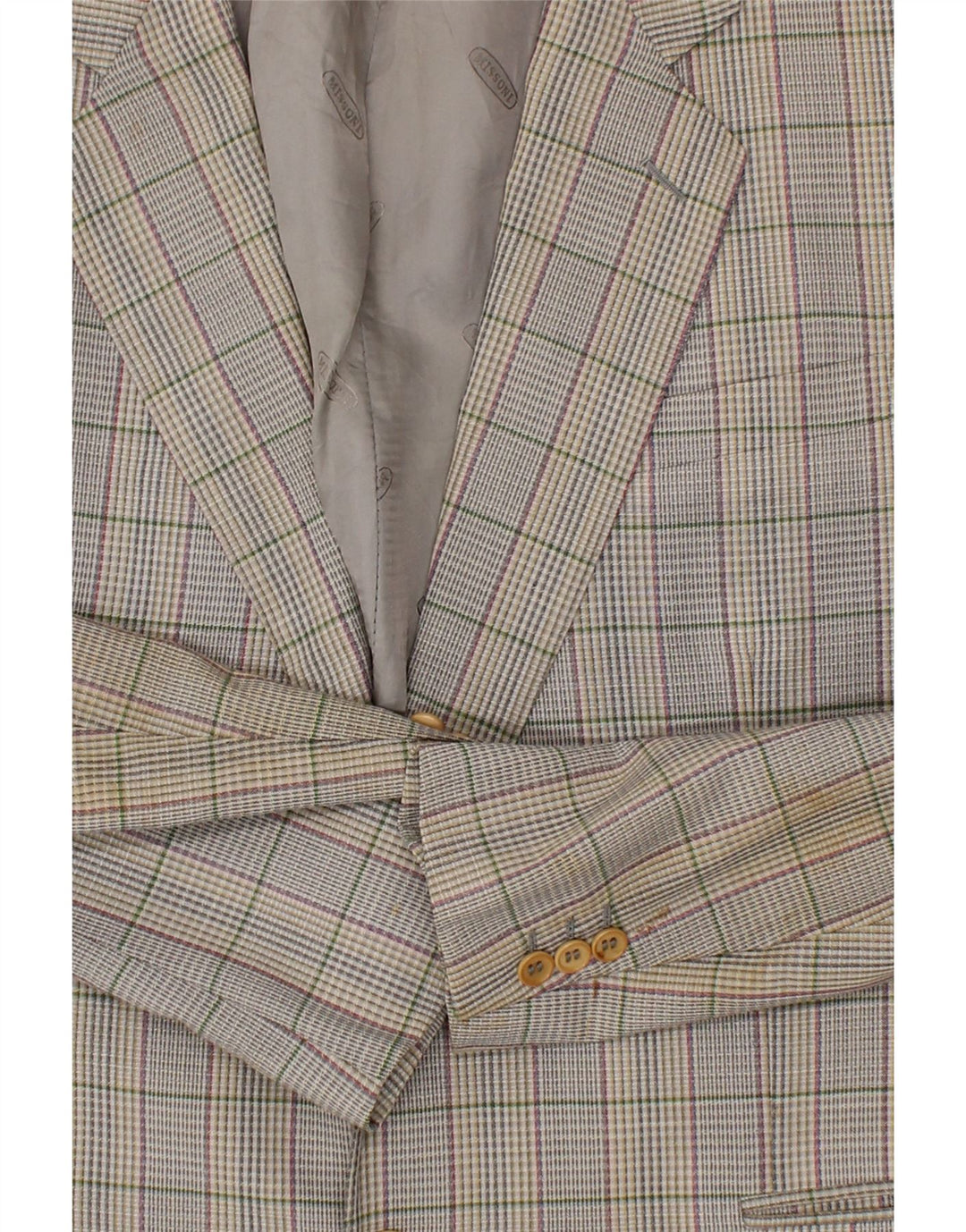 MISSONI Womens 2 Button Blazer Jacket IT 54 3XL Grey Check Wool Vintage Missoni and Second-Hand Missoni from Messina Hembry 