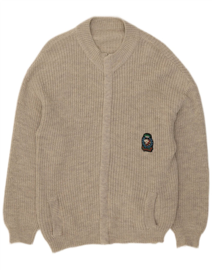 Vintage Herren Cardigan Pullover Mittelgraues Acryl