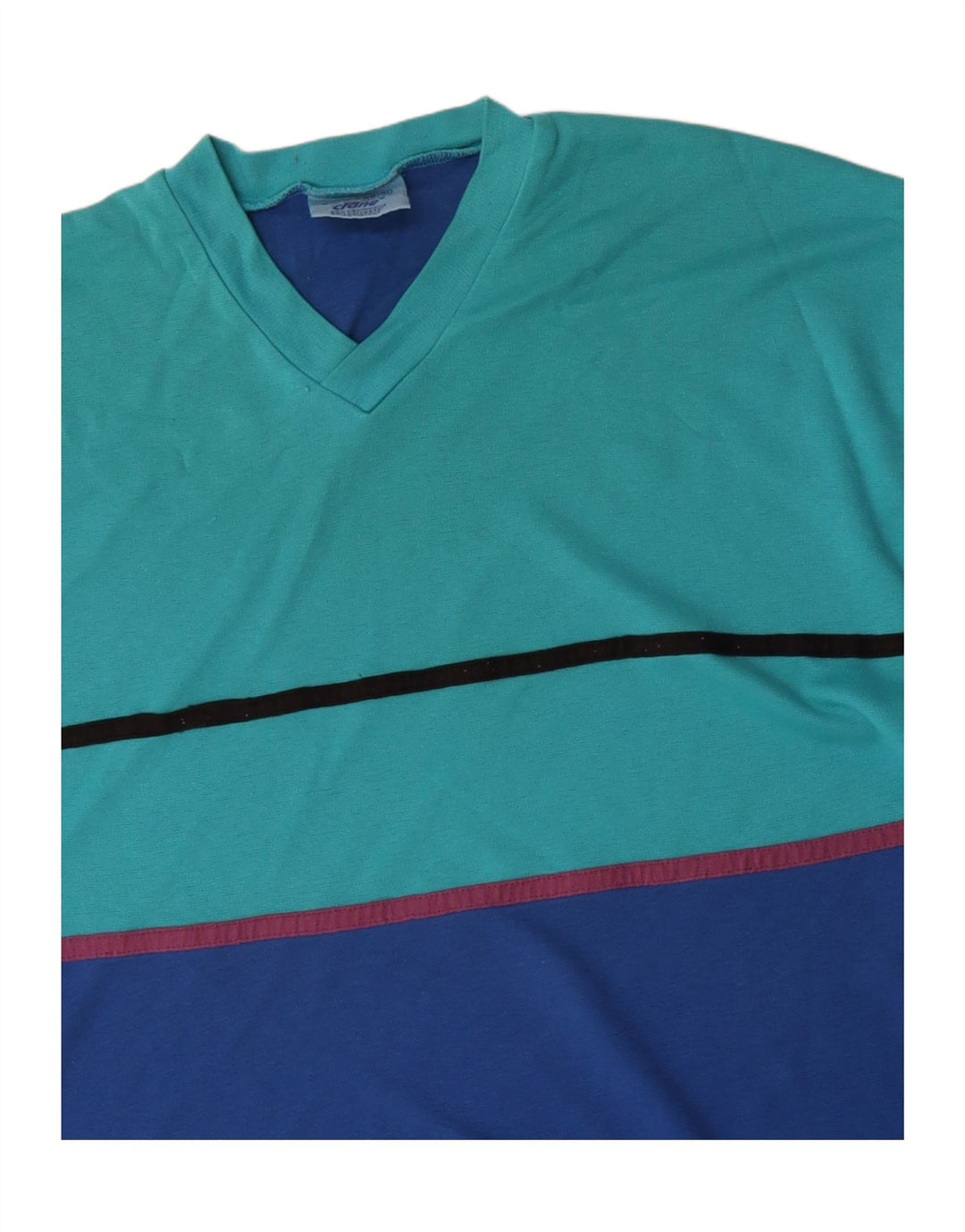 Crane Herren-Oberteil, langärmelig, IT 48/50, Mittelblau, Colourblock-Baumwolle