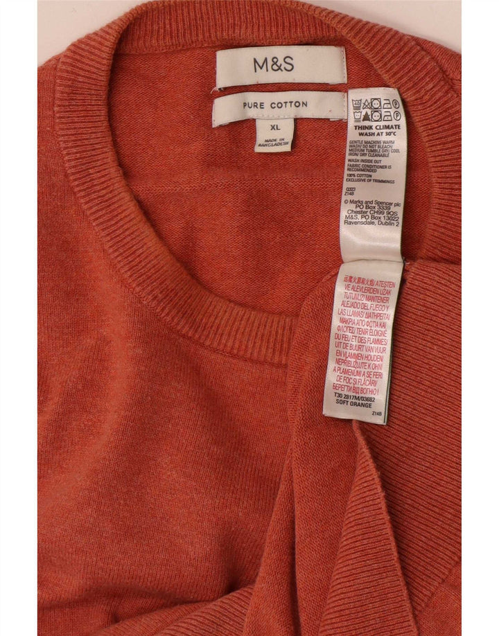 Marks & Spencer Herren-Pullover mit Rundhalsausschnitt, XL, orange Baumwolle