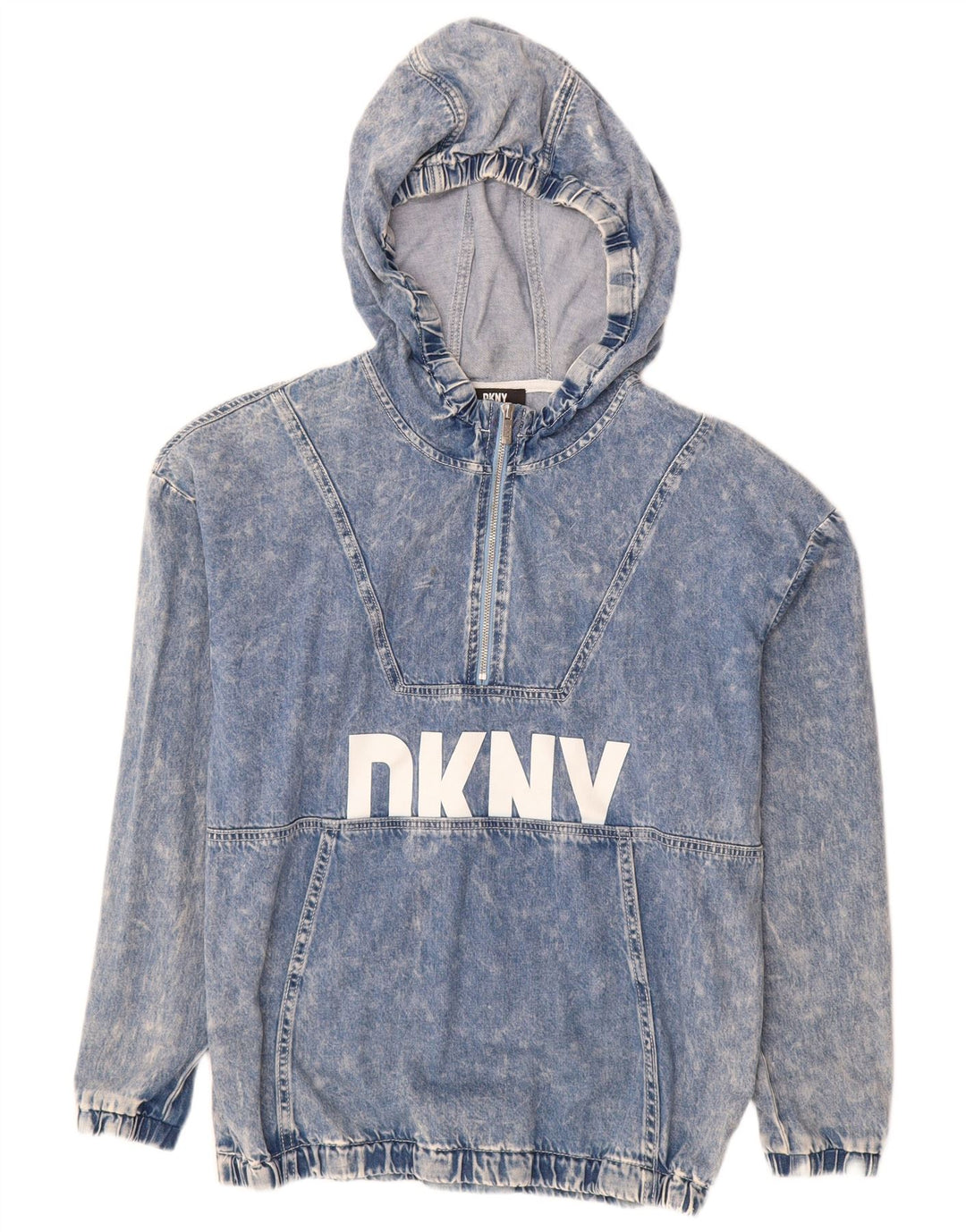 DKNY Jungen-Jeansjacke mit grafischem Pullover, 15–16 Jahre, mittelblaue Baumwolle