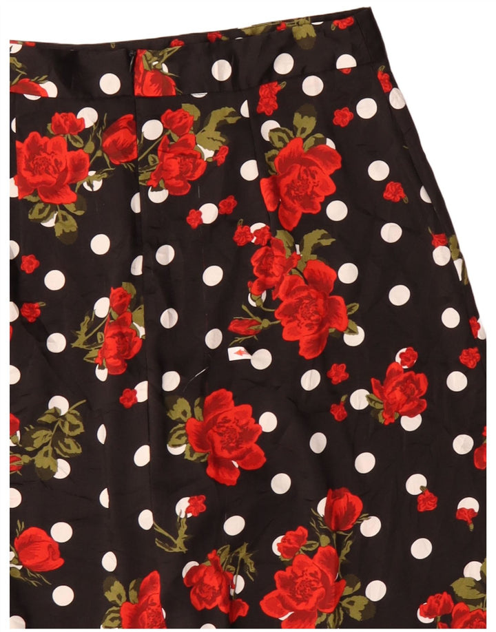 Asymmetrischer A-Linien-Rock von Zara, mittelgroß, W30, schwarz, geblümt, Polyester