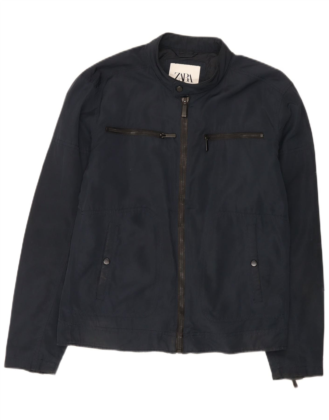 Zara Herren Utility Jacke UK 38 Medium Marineblau Polyester